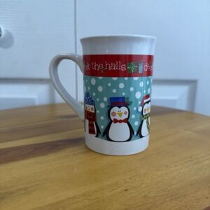Royal Norfolk Deck The Halls Penguin Coffee Drink Mug Christmas Festive Office